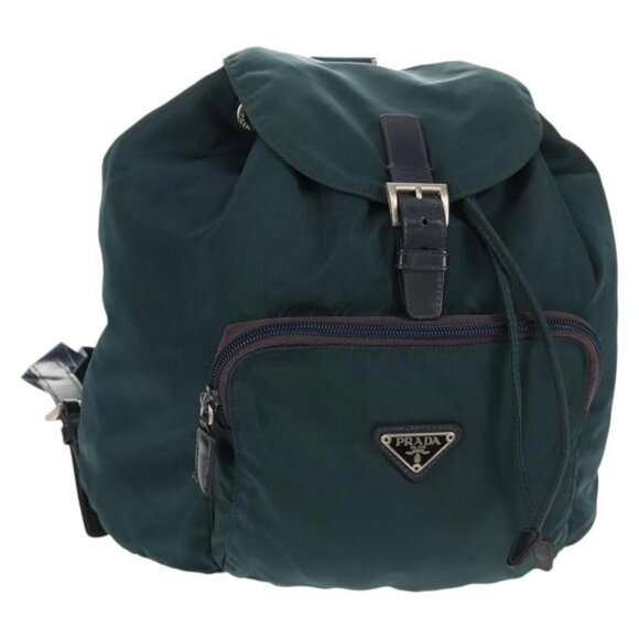 PRADA Backpack Nylon Blue Silver Auth 157773
